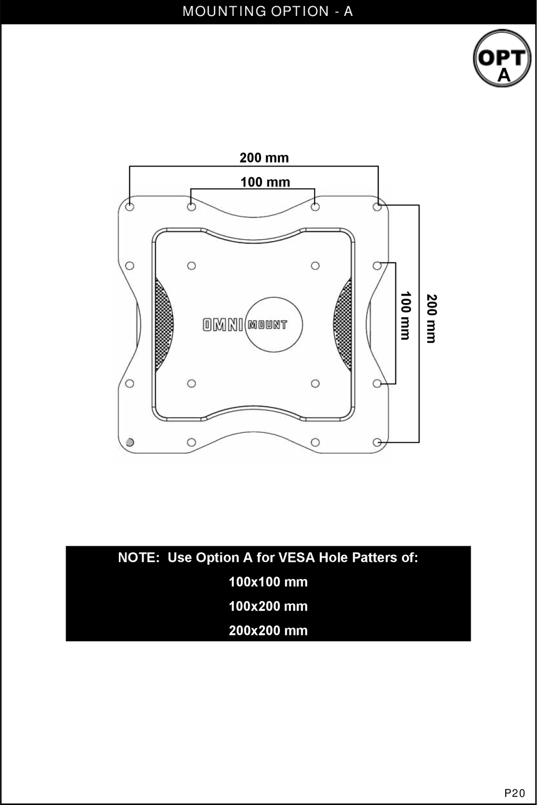 Omnimount NC200C, 1004114 manual Mounting Option a 