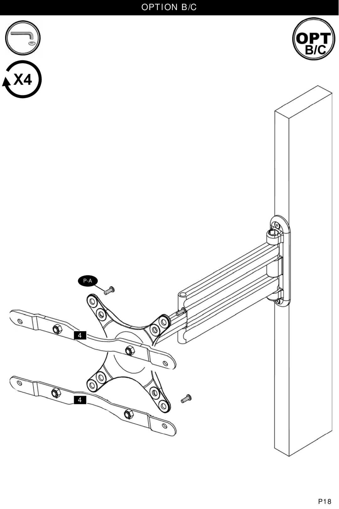 Omnimount NC30C manual Option B/C 