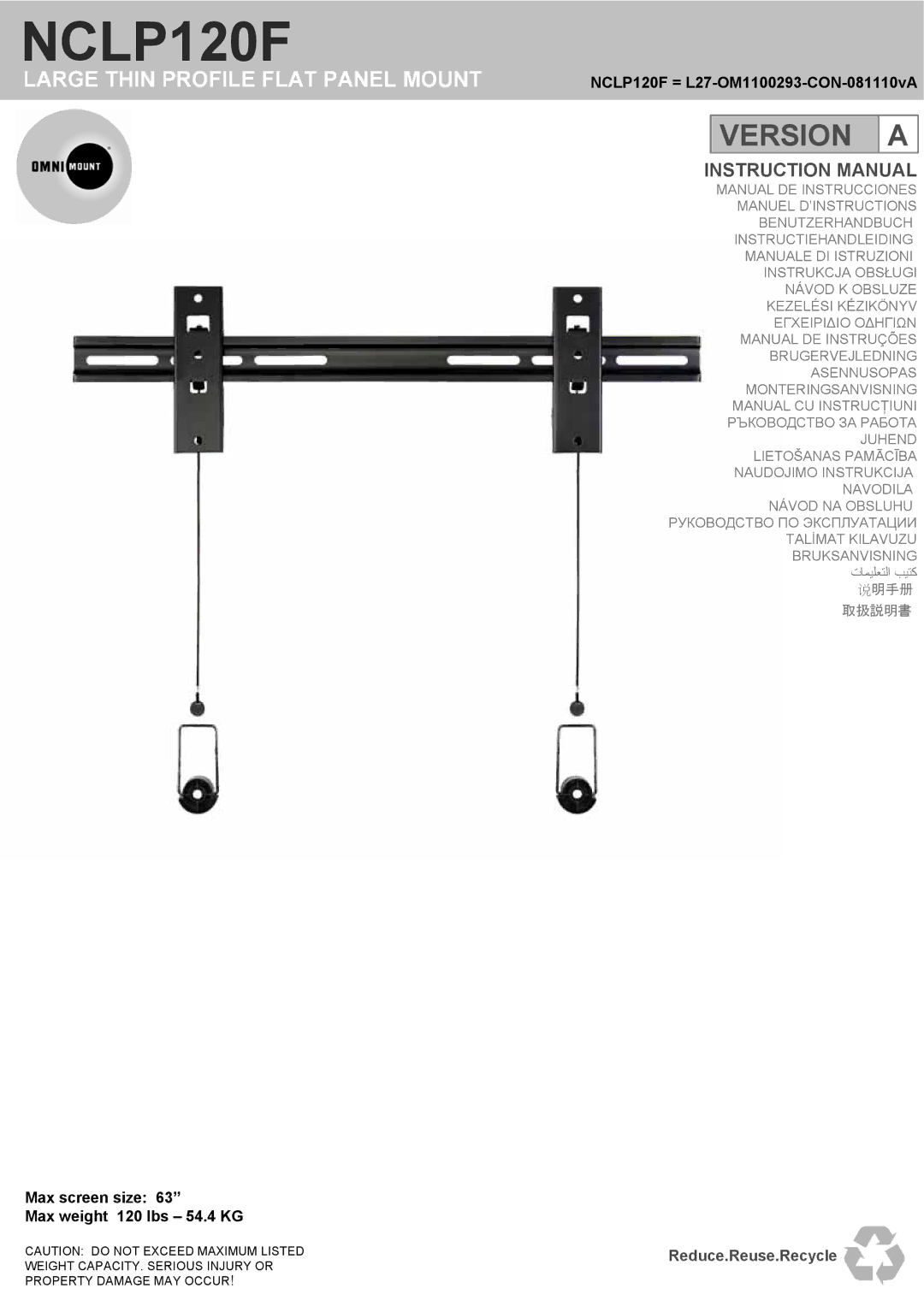 Omnimount NCLP120F manual 