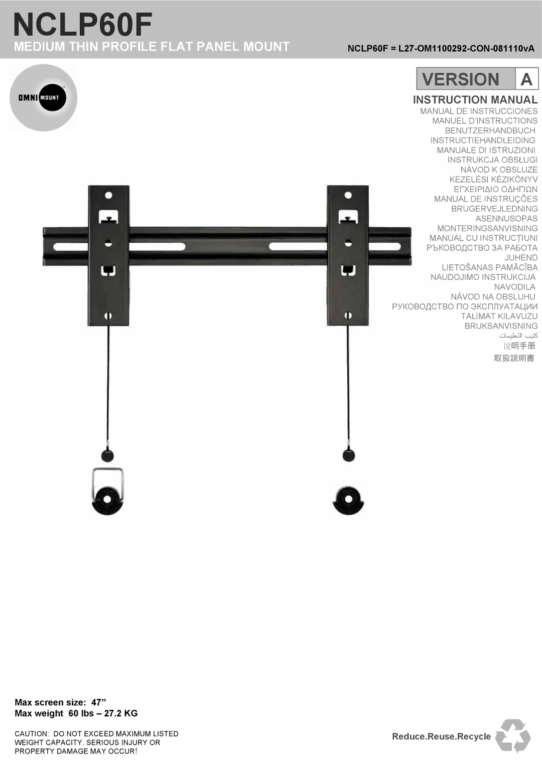 Omnimount NCLP60F manual 