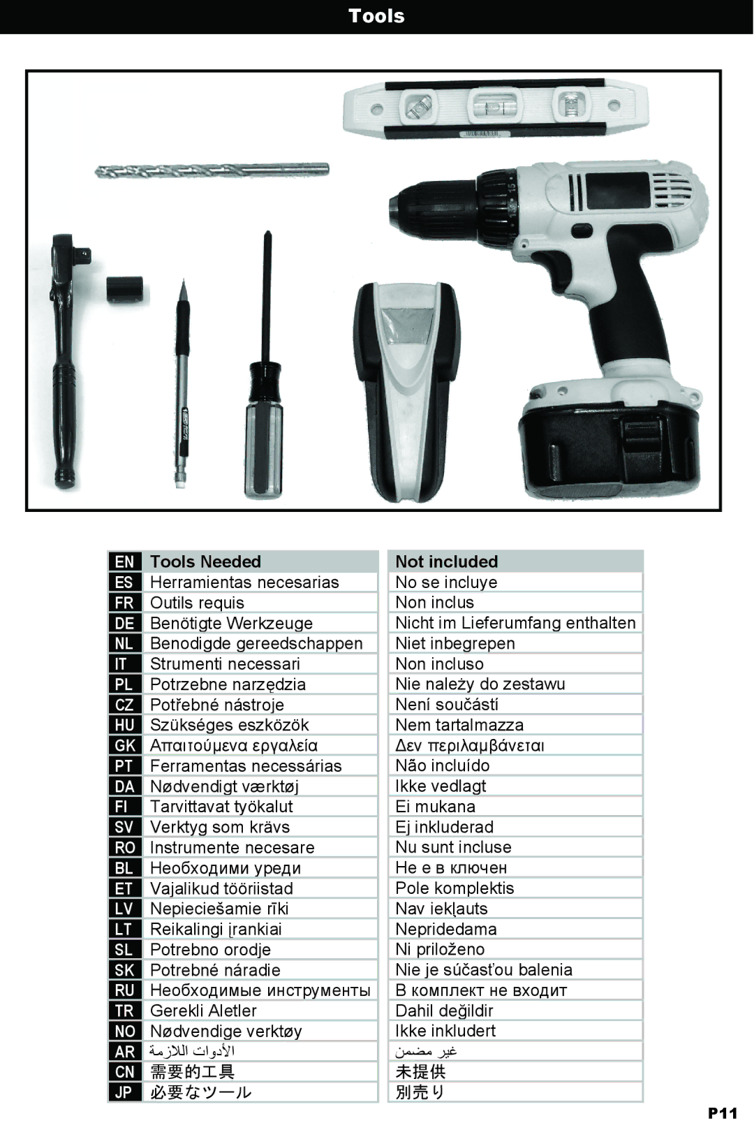 Omnimount OL125 C instruction manual Tools, 必要なツール 