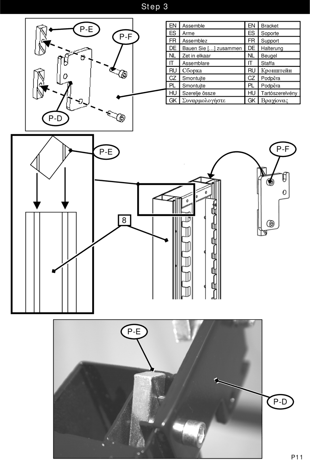 Omnimount OM10015 instruction manual Assemble Bracket Arme Soporte Assemblez Support 