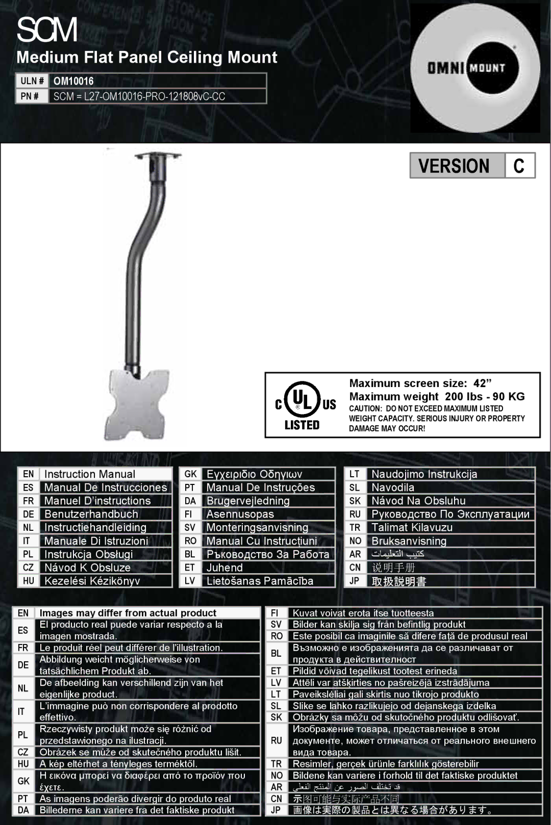 Omnimount OM10016 manual Scm 