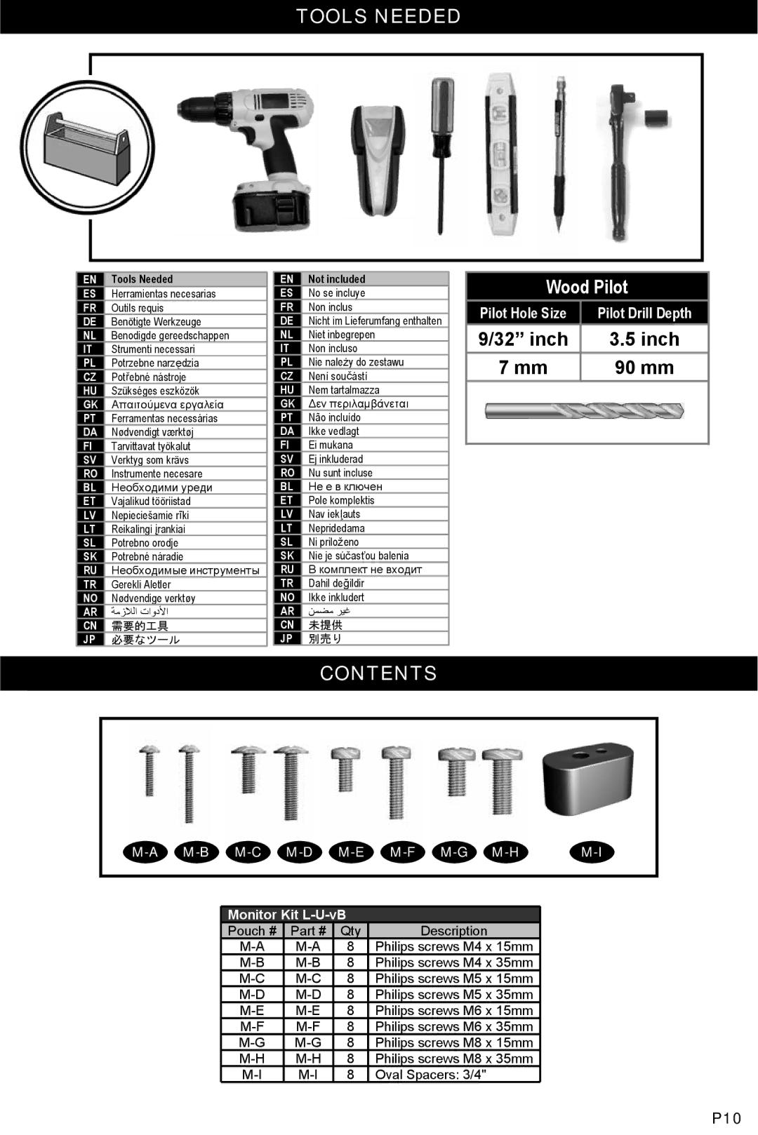 Omnimount OM10017 instruction manual Tools Needed, Contents 