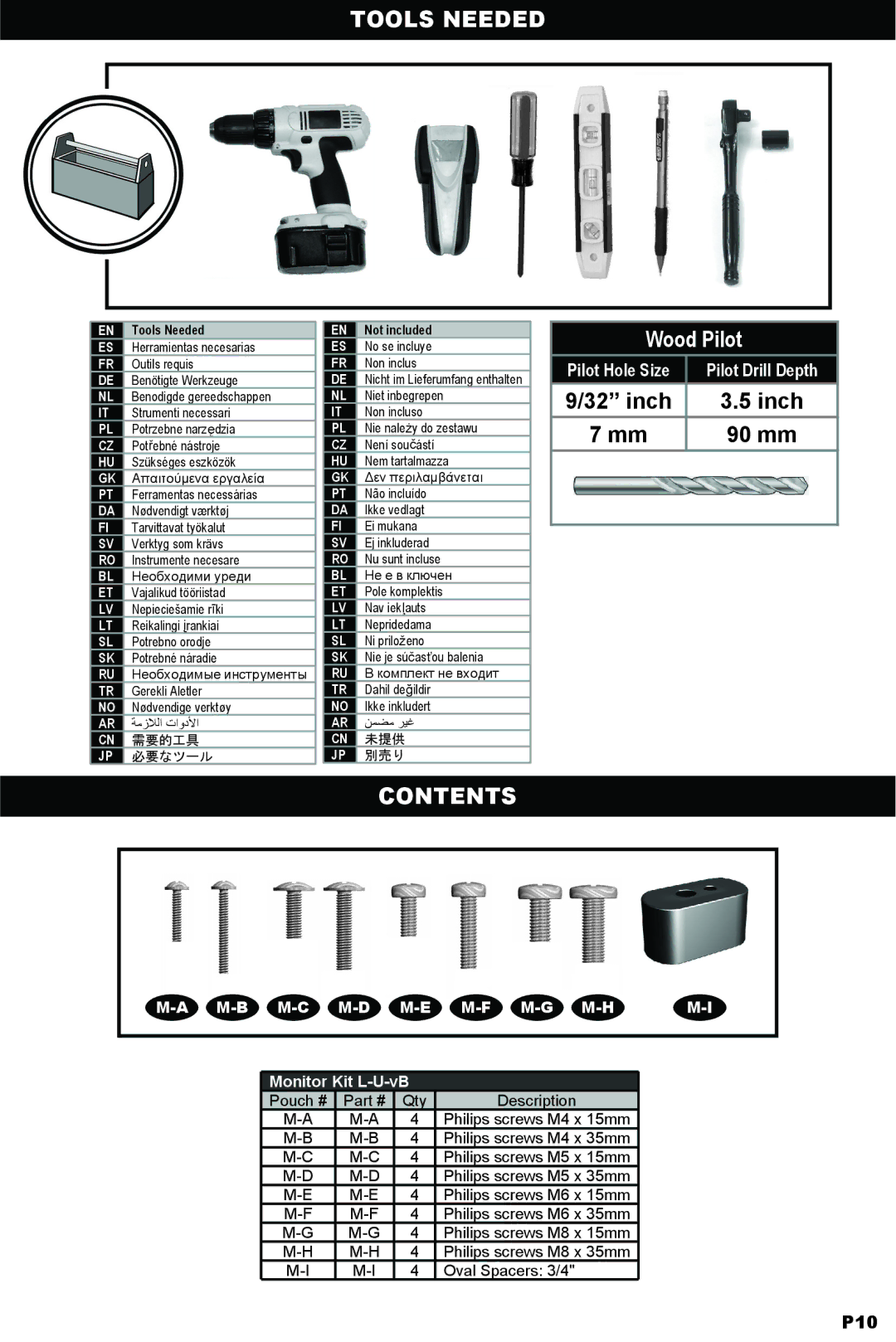 Omnimount OM10018 instruction manual Tools Needed, Contents 