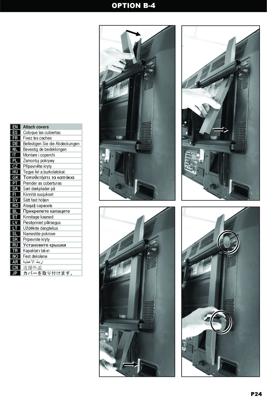 Omnimount OM10018 instruction manual Option B-4, Attach covers 