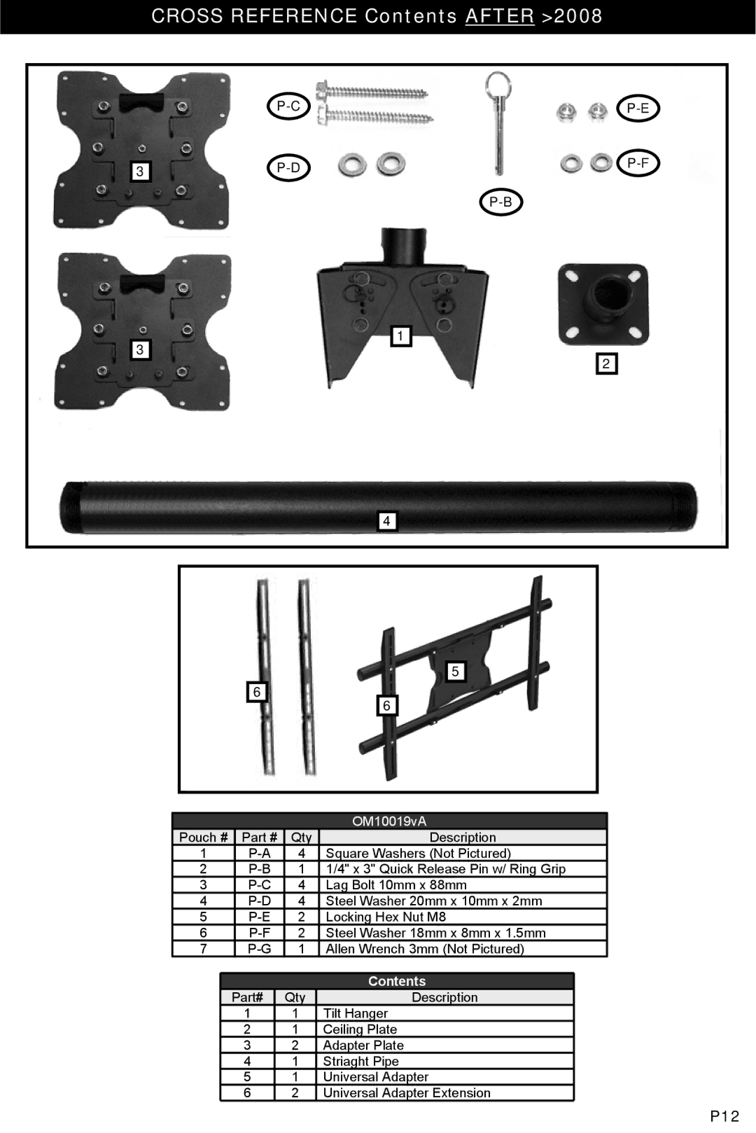 Omnimount OM10019 manual Cross Reference Contents After 