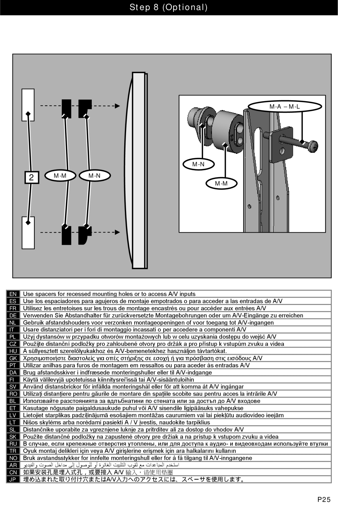 Omnimount OM10019 manual Optional, M-N 