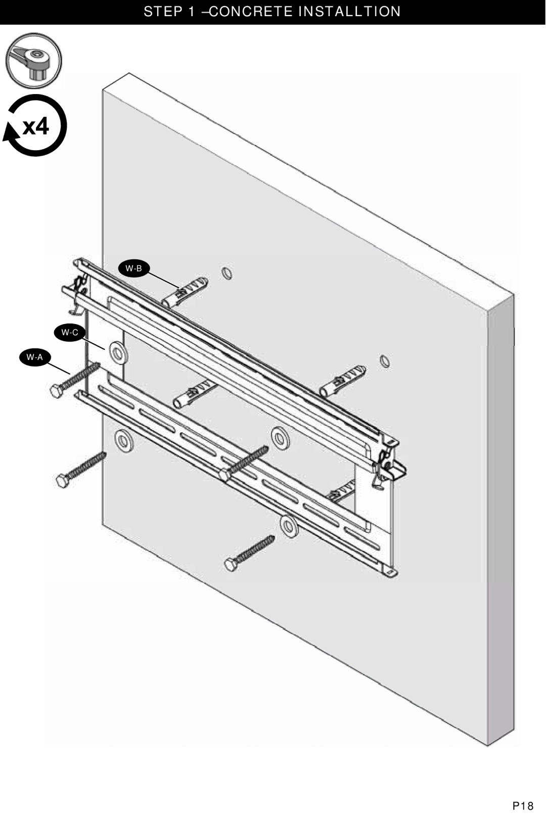 Omnimount OM1004462, NC200-F manual Concrete Installtion 