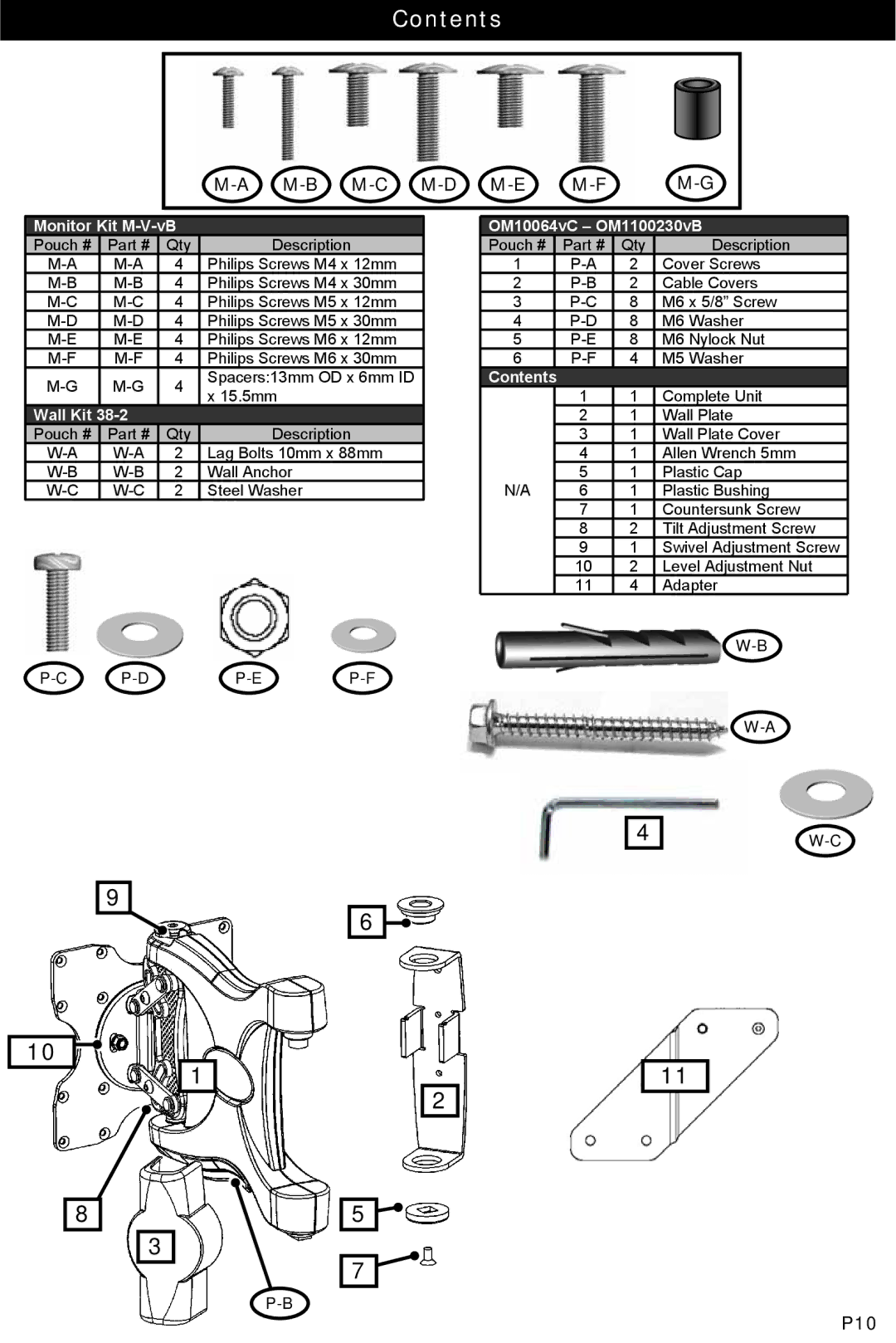 Omnimount OM10064, 4N1-M manual Contents 