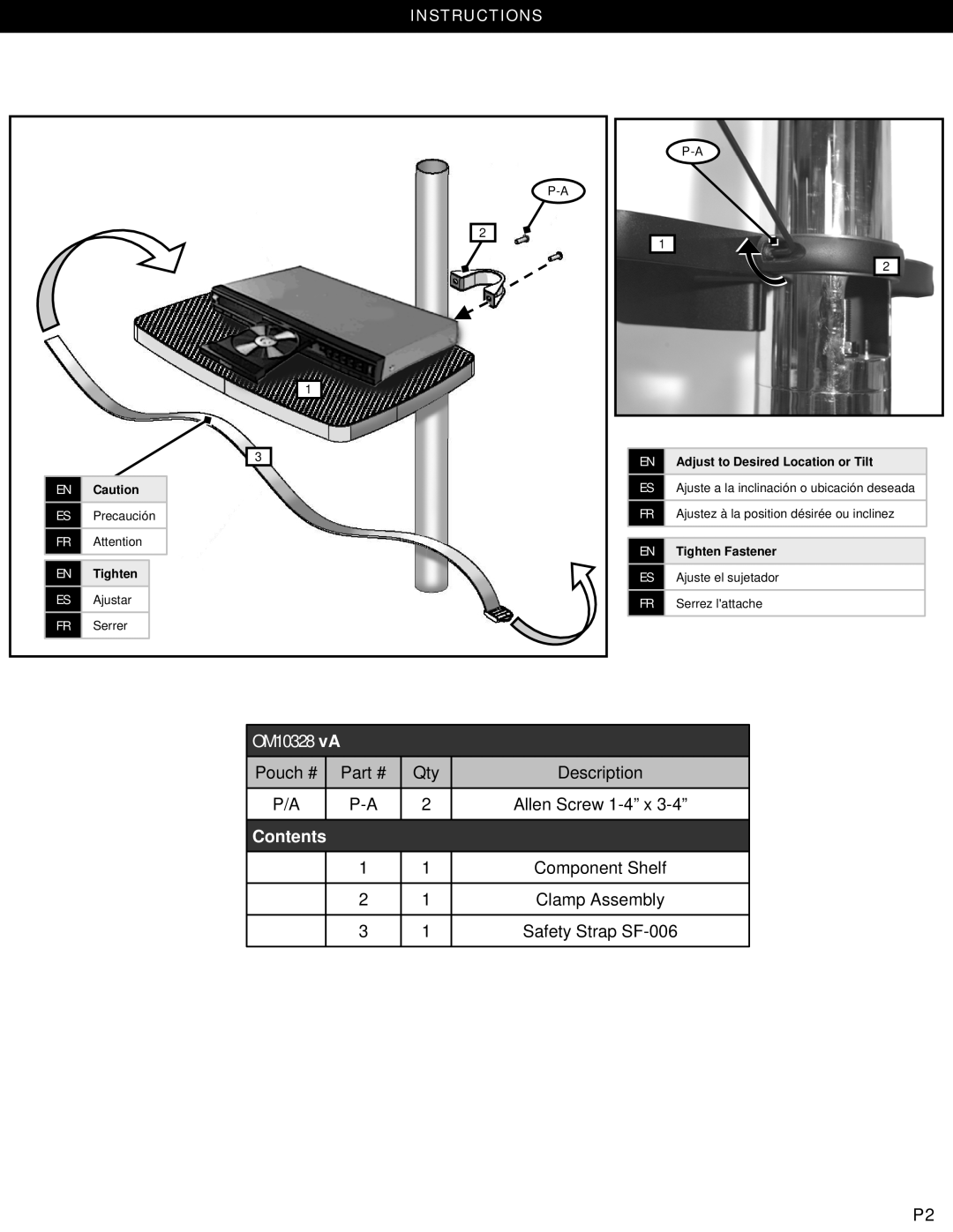 Omnimount DCM-UA, CM SHELF, SCM-UA dimensions OM10328 vA 