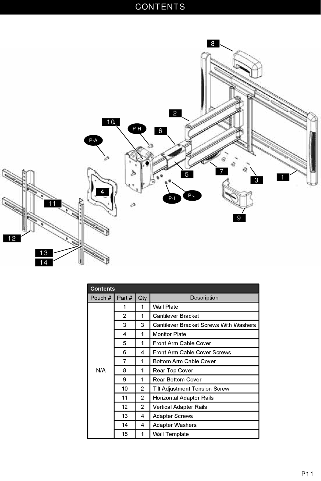 Omnimount NC125C, OM1100024 manual Contents 