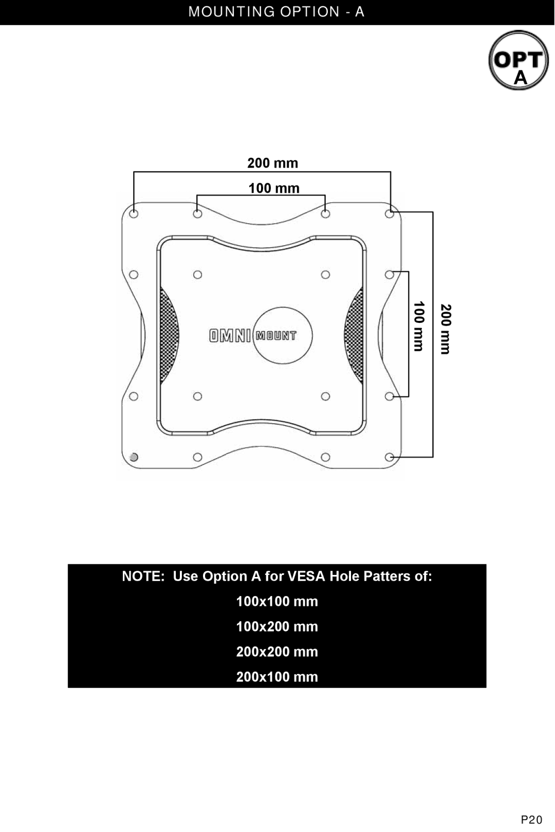 Omnimount OM1100024, NC125C manual Mounting Option a 