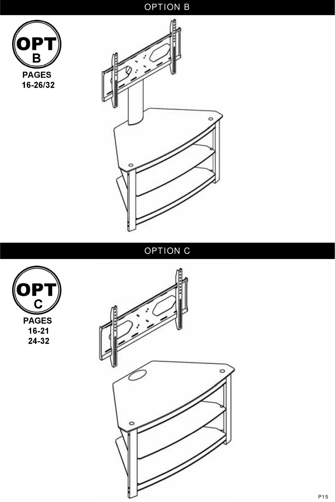 Omnimount ELEMENTS403 FP, OM1100131 manual Option B, Option C 