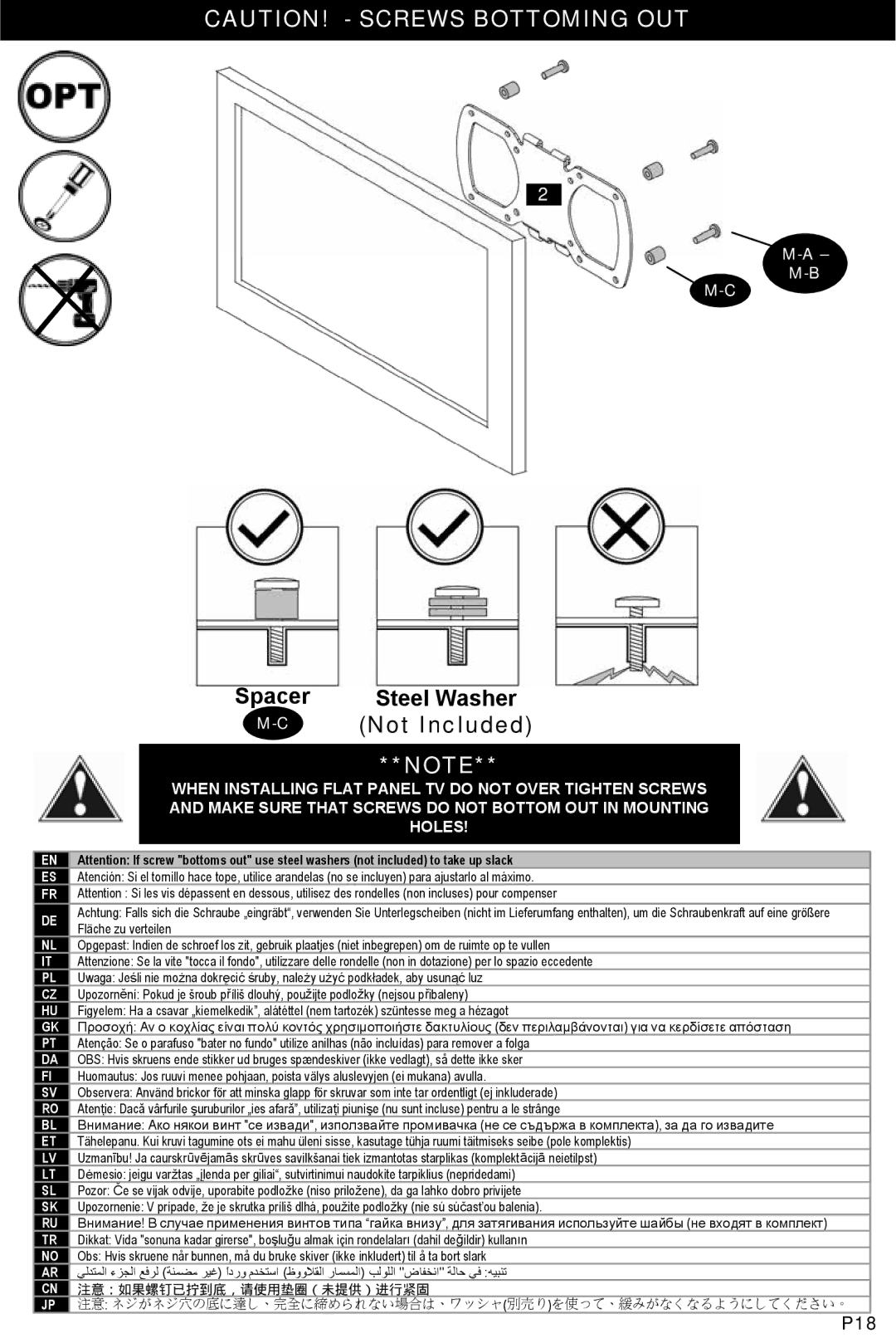 Omnimount OM1100155, OL50FT manual Not Included 