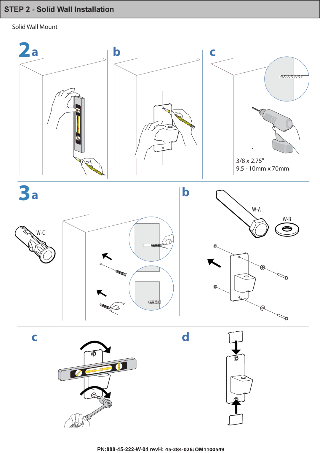 Omnimount PLAY40 manual Solid Wall Installation 