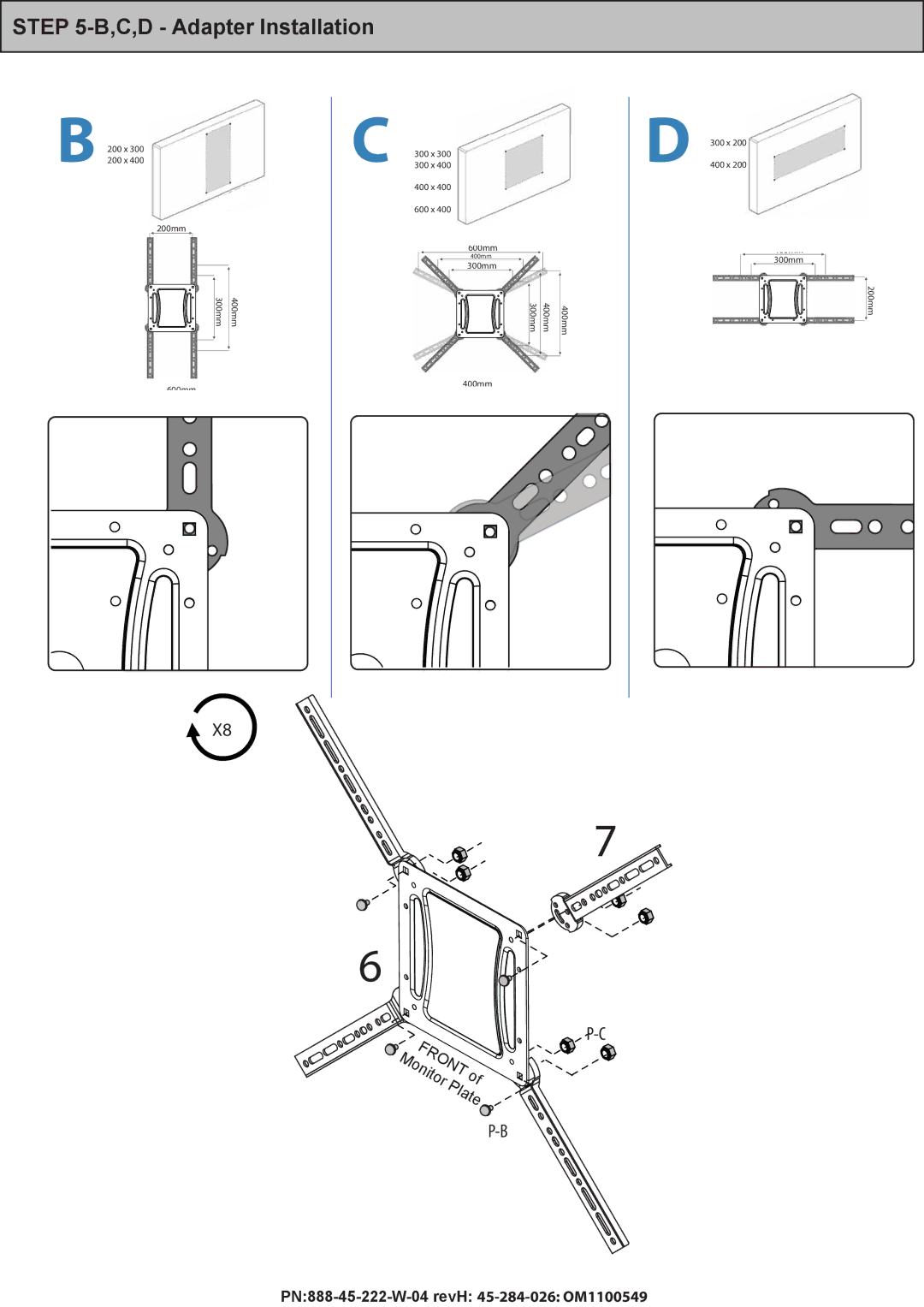 Omnimount PLAY40 manual C,D Adapter Installation 