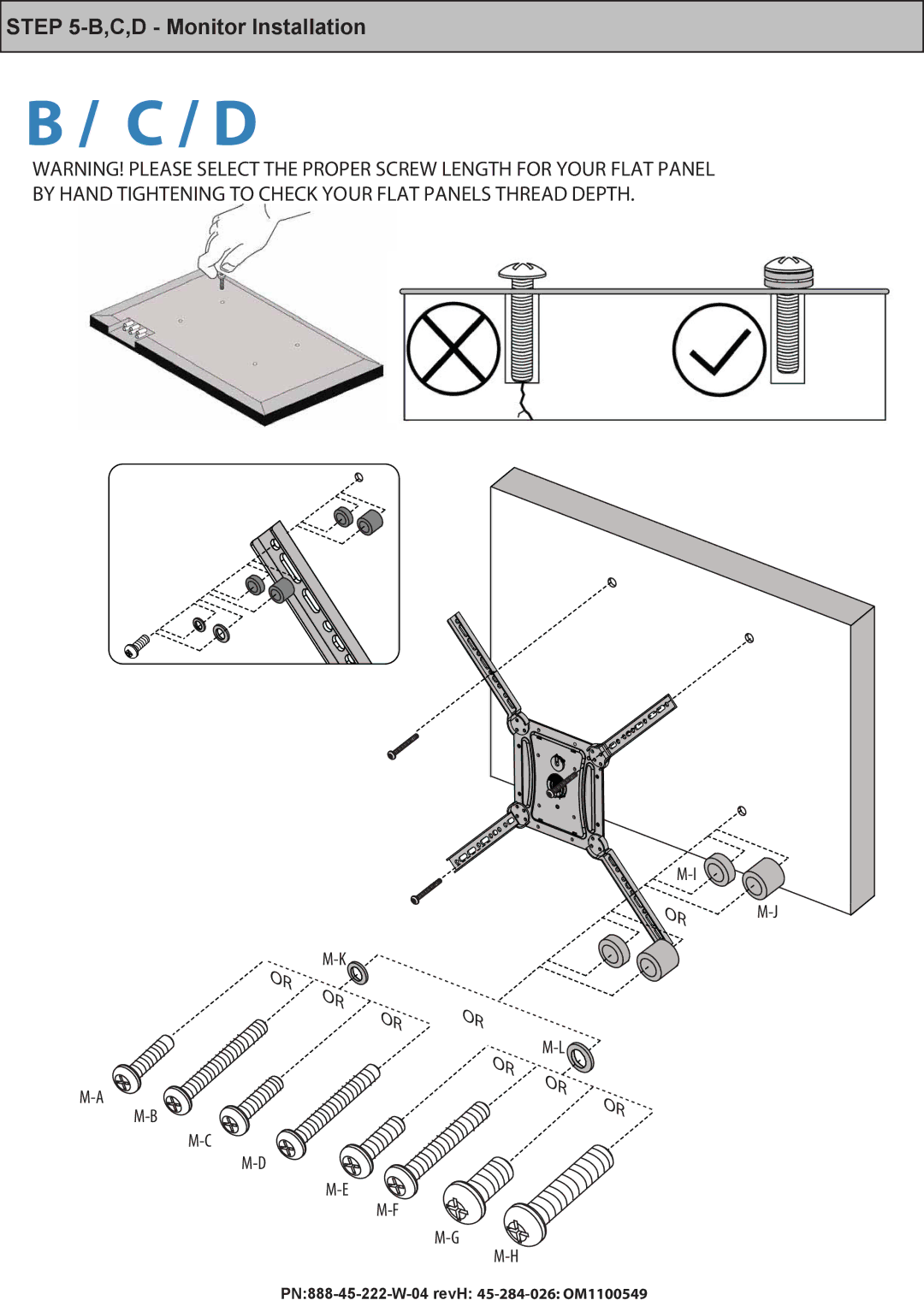 Omnimount PLAY40 manual C,D Monitor Installation 