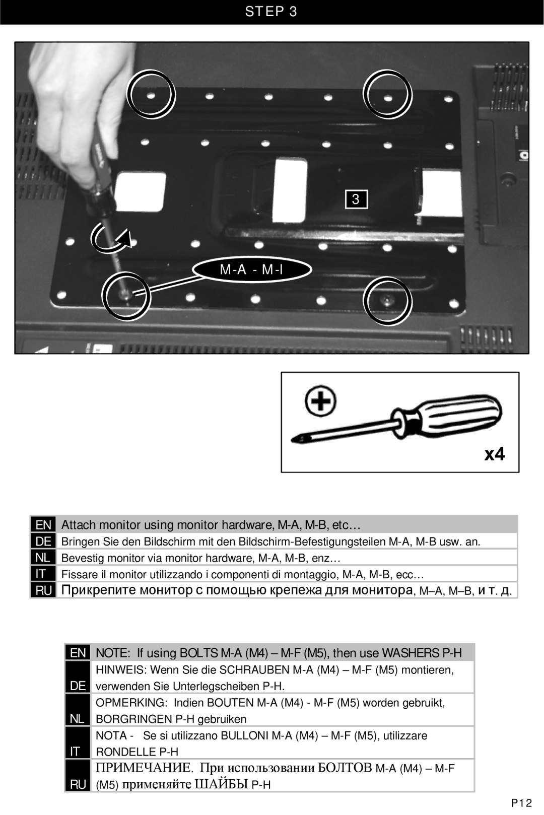 Omnimount POWER 40, 10333 manual M-I, Attach monitor using monitor hardware, M-A, M-B, etc… 