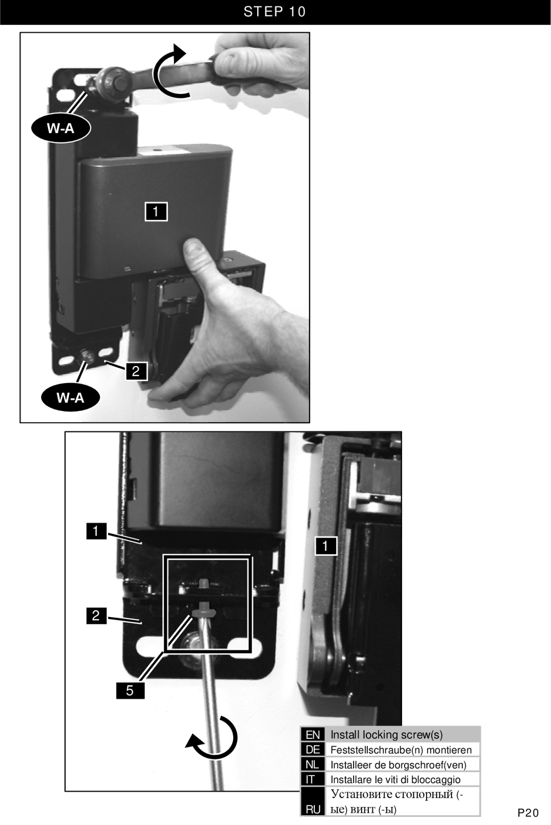 Omnimount POWER 40, 10333 manual Install locking screws 