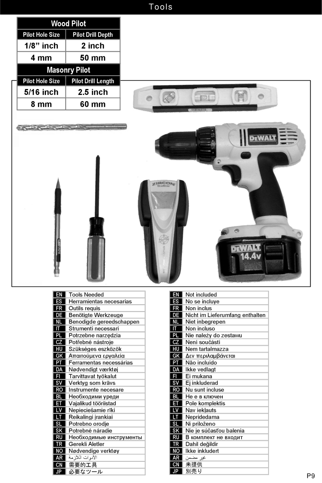 Omnimount OM10005, QM100F manual Tools Wood Pilot 