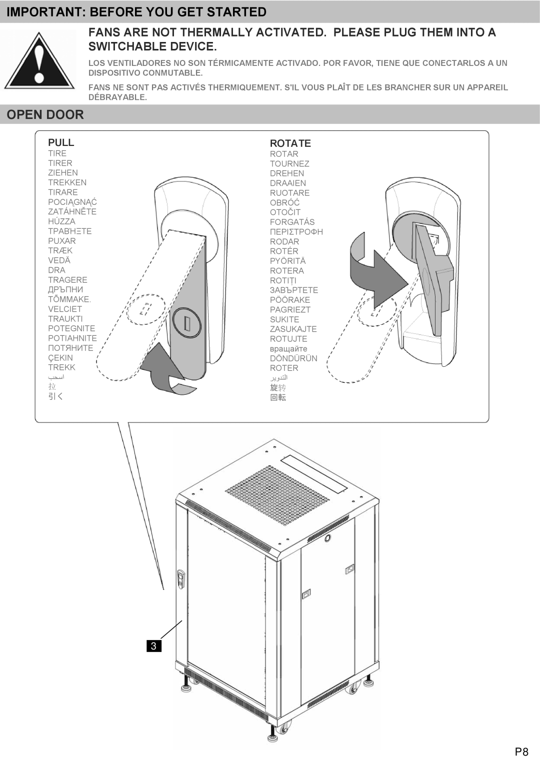 Omnimount RE27B instruction manual Important Before YOU GET Started, Pull Rotate 