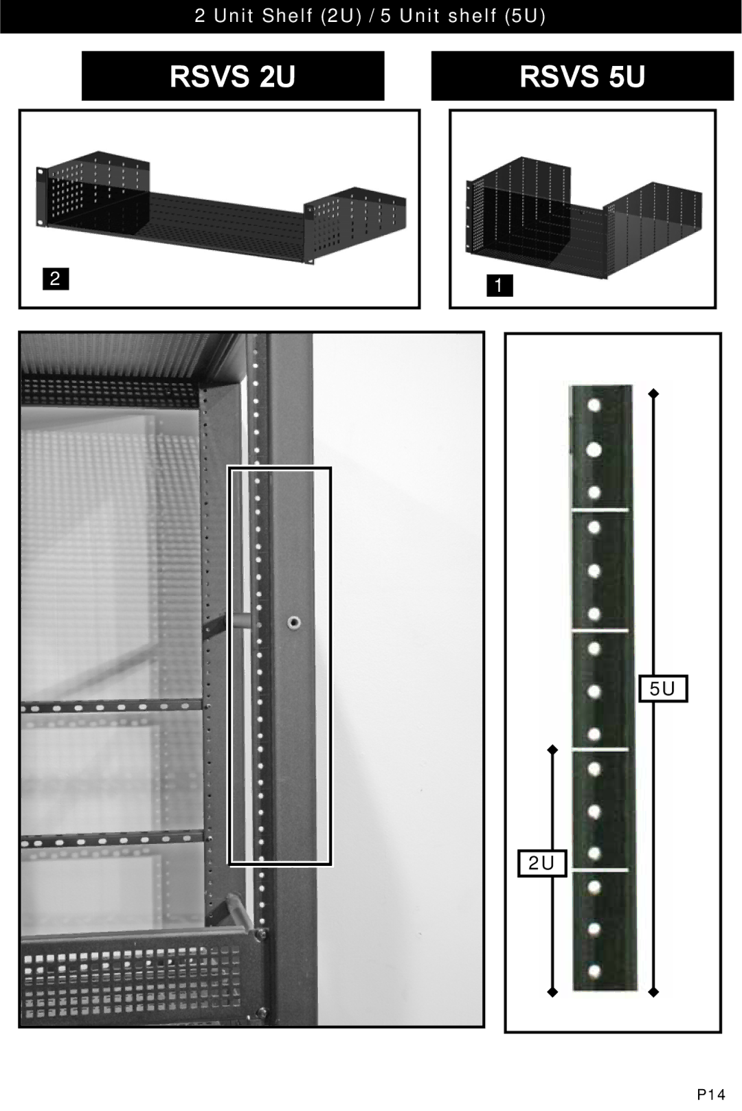 Omnimount RSF instruction manual Rsvs 2U Rsvs 5U, Unit Shelf 2U / 5 Unit shelf 5U 