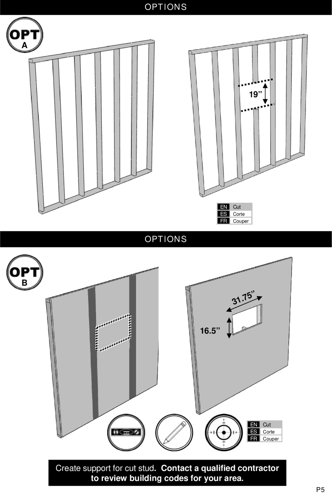 Omnimount 10081, SB2R instruction manual Options, 16.5 