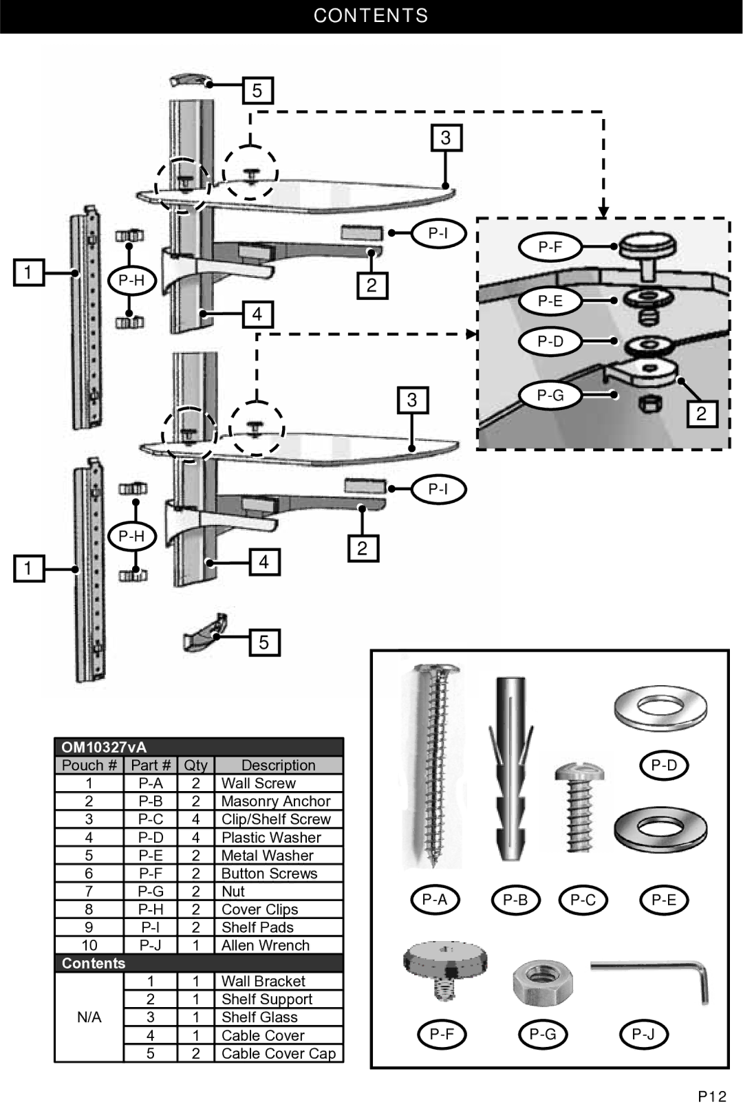 Omnimount Tria 1, OM10327 manual CONTENTSContents 