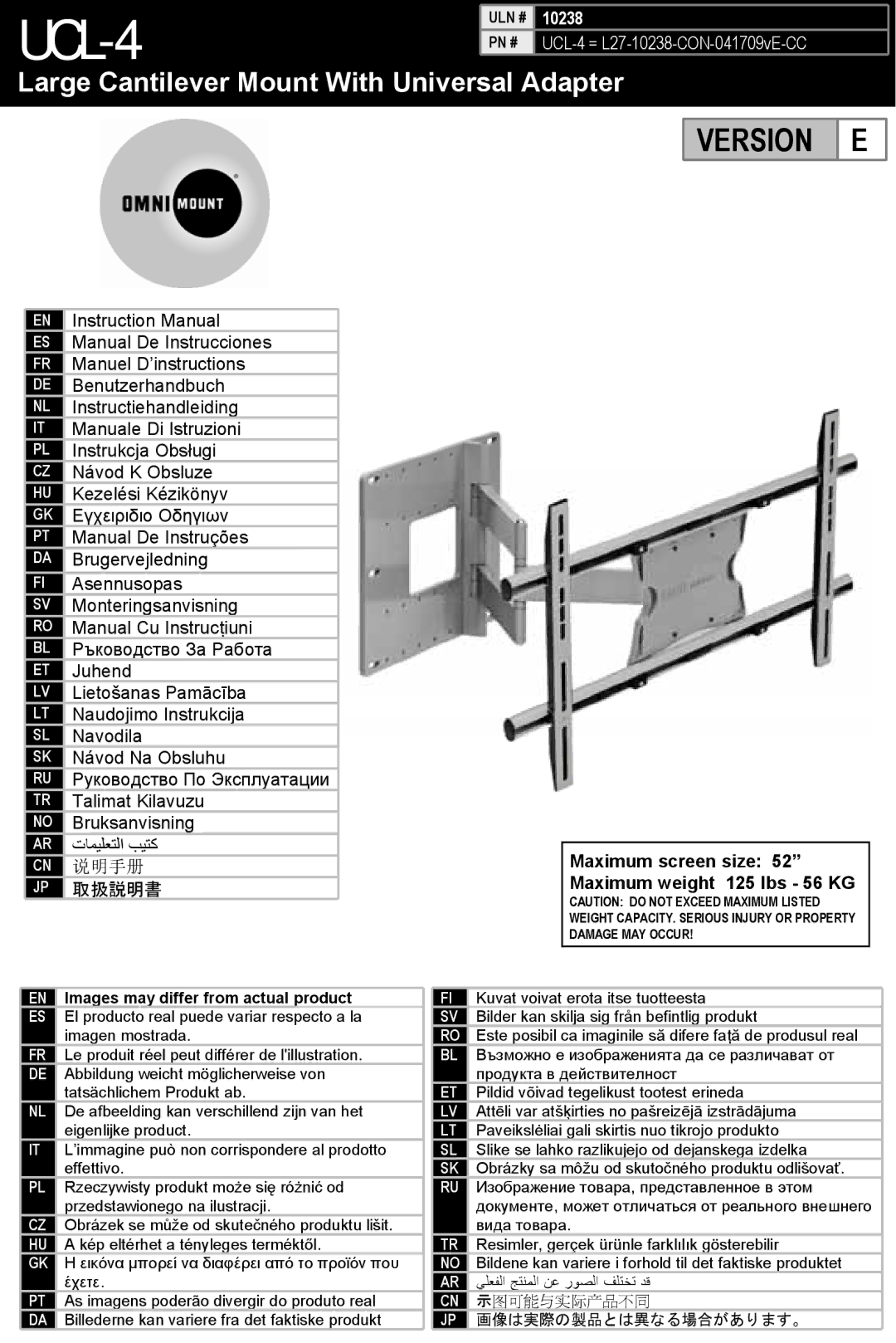 Omnimount 10238 manual UCL-4 