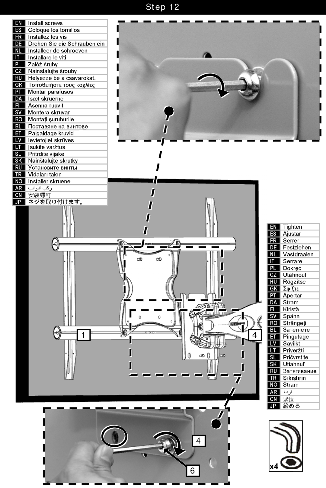 Omnimount UCL-4, 10238 manual Install screws 