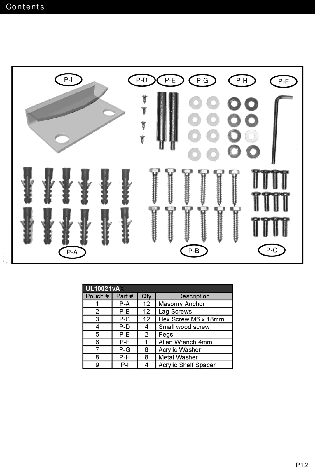 Omnimount UL10021ULN, MWFS instruction manual Contents 