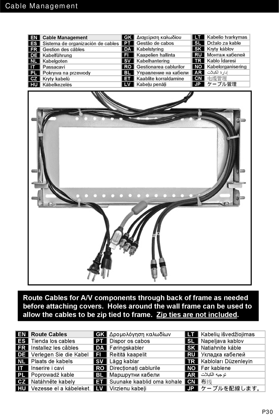 Omnimount UL10021ULN, MWFS instruction manual Cable Management 