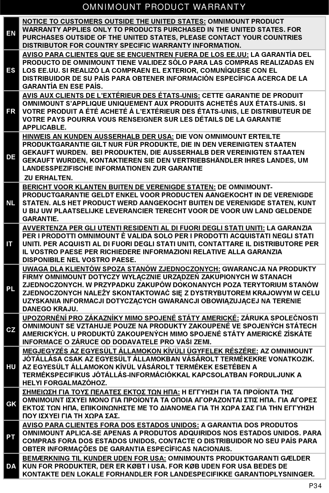 Omnimount UL10021ULN, MWFS instruction manual P34 