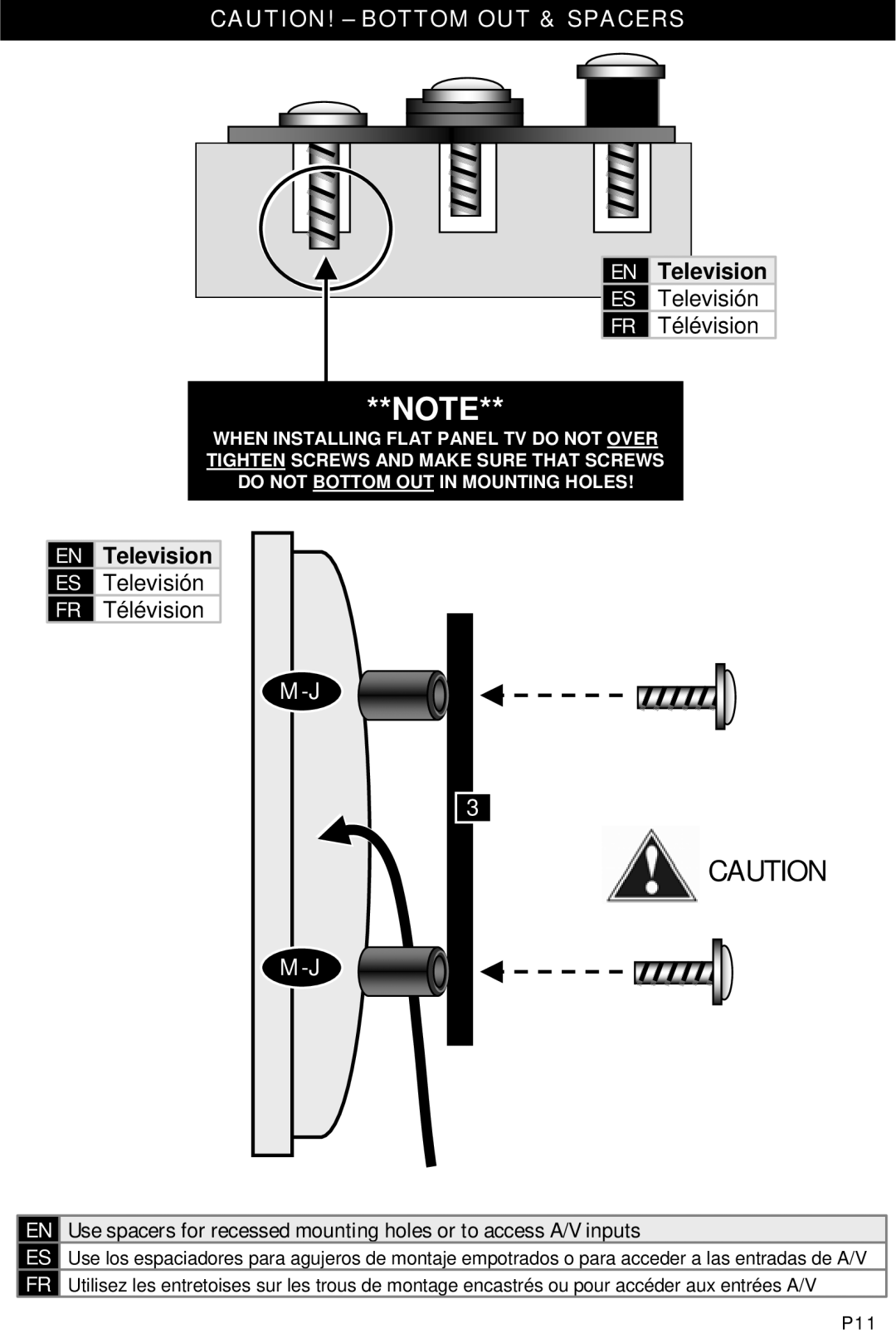 Omnimount UL10333 manual Television, Televisión, Télévision, P11 