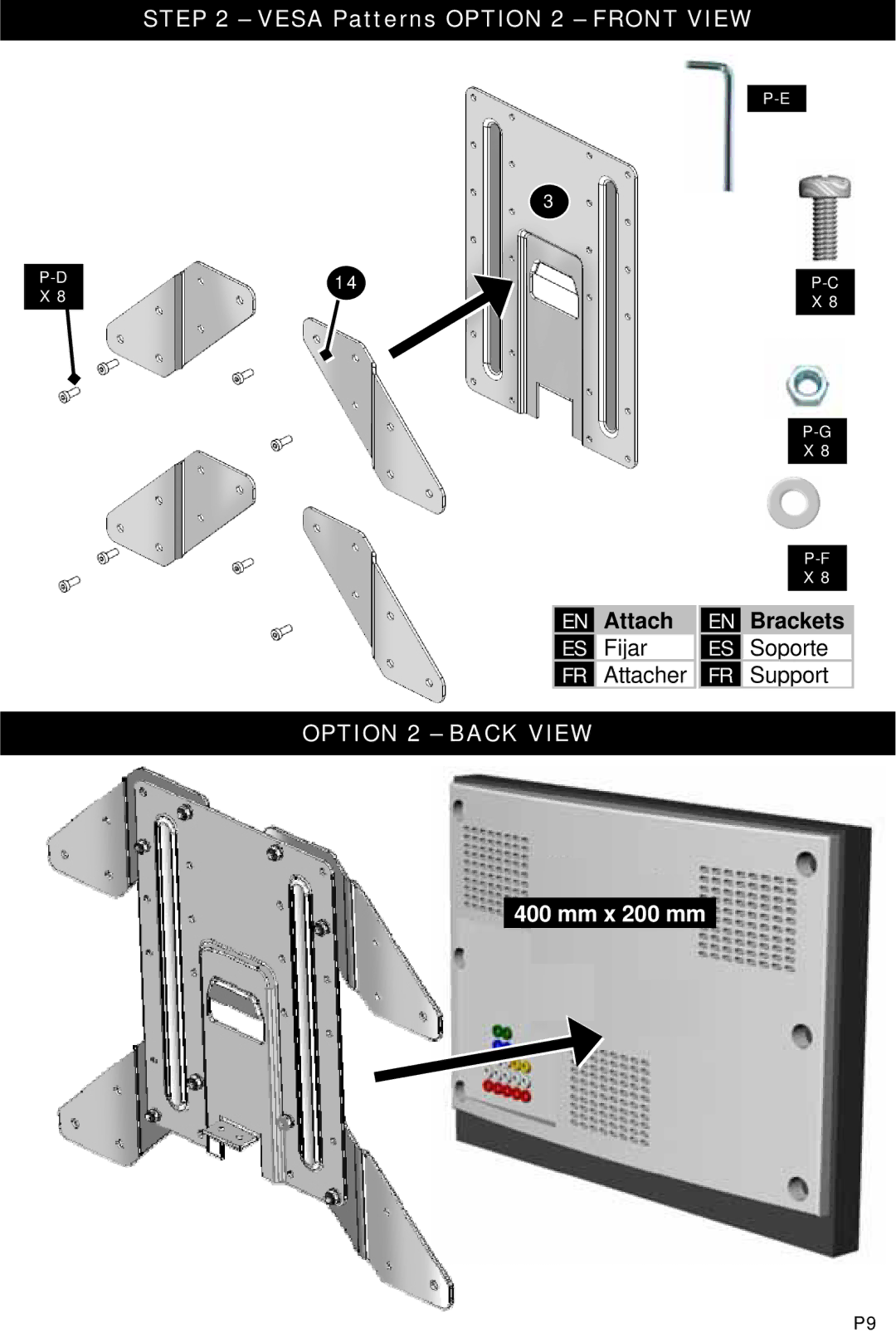 Omnimount UL10333 manual Option 2 Back View 