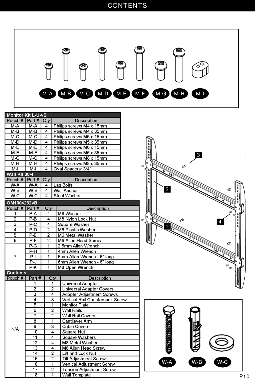 Omnimount ULPC-L, OM1004282 manual Contents 