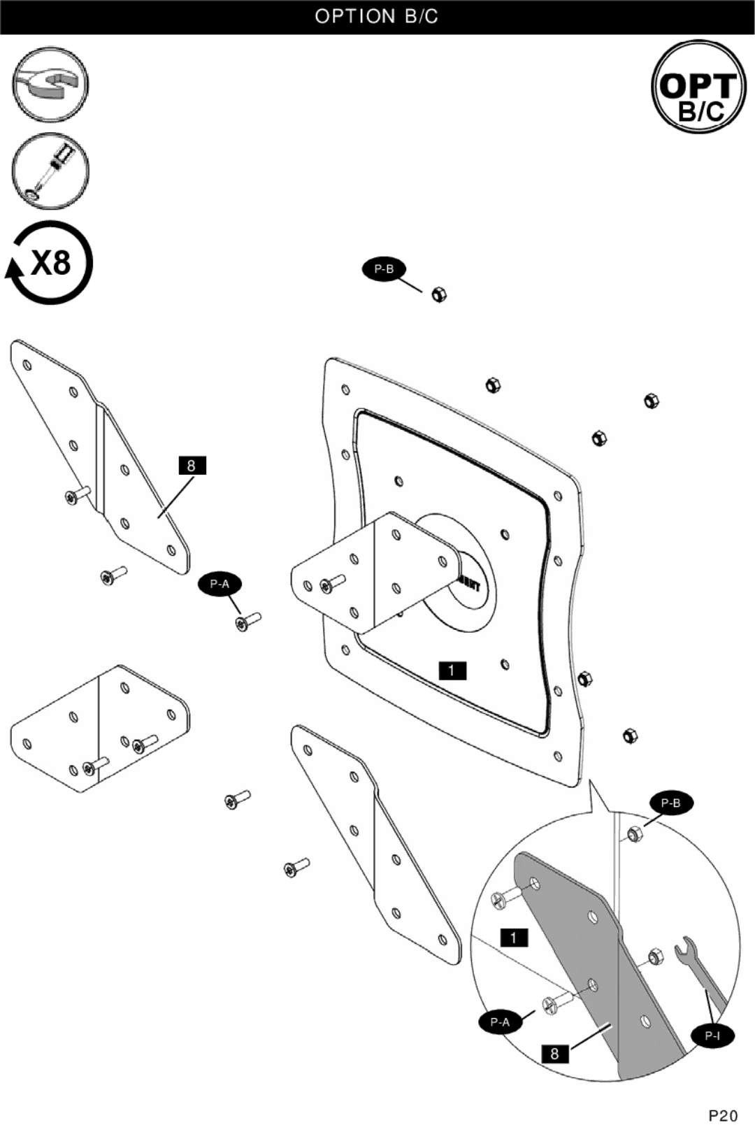 Omnimount ULPC-M, OM1004283 manual Option B/C 