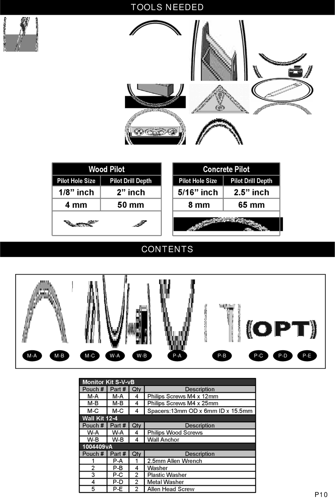 Omnimount ULPC-S, 1004409 manual Tools Needed, Contents 