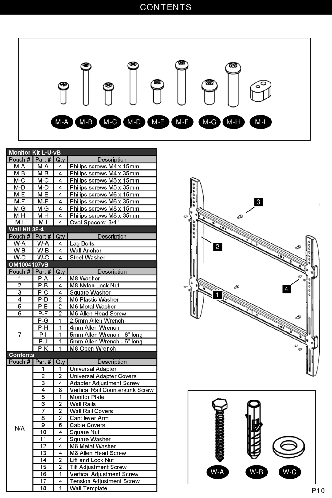 Omnimount ULPC-X, OM1004107 manual Contents 