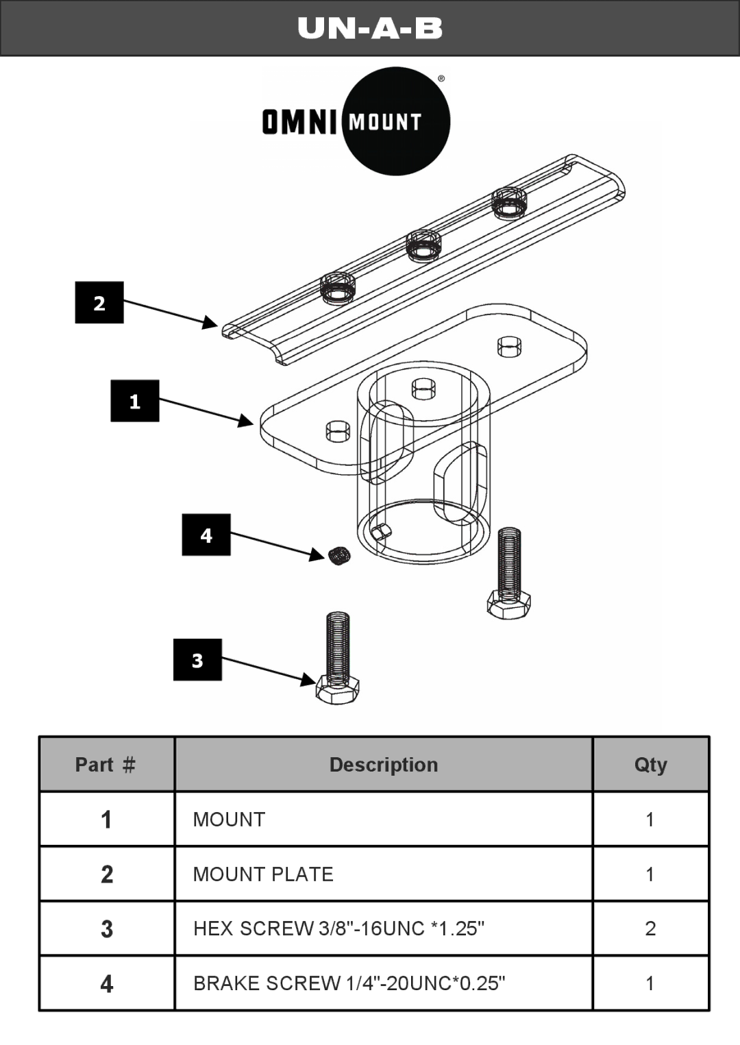 Omnimount UN-A-B manual Un-A-B 