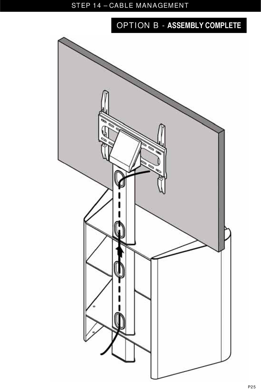 Omnimount Verona 37FP instruction manual Option B Assembly Complete, Cable Management 