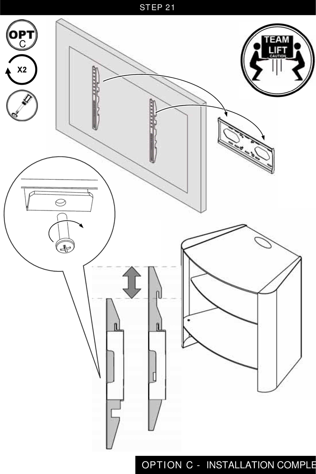 Omnimount Verona 37FP instruction manual Option C Installation Complete 