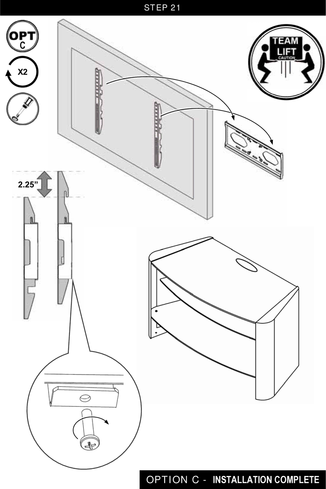 Omnimount Verona 47FP manual Option C Installation Complete 