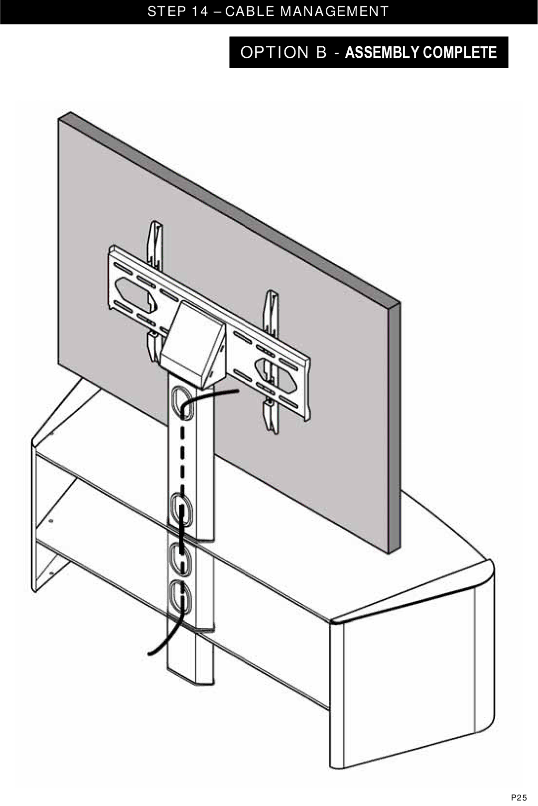 Omnimount Verona 55FP manual Option B Assembly Complete, Cable Management 