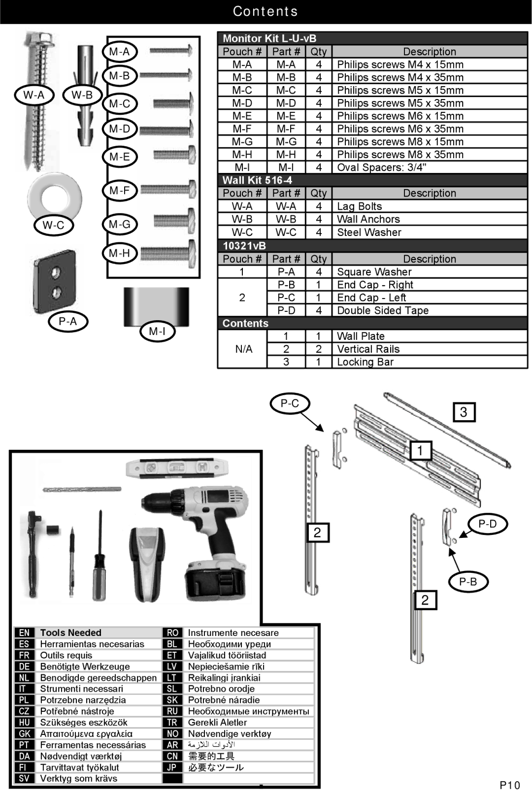 Omnimount VIDEOBASICS-VFM, 10321 manual Contents 