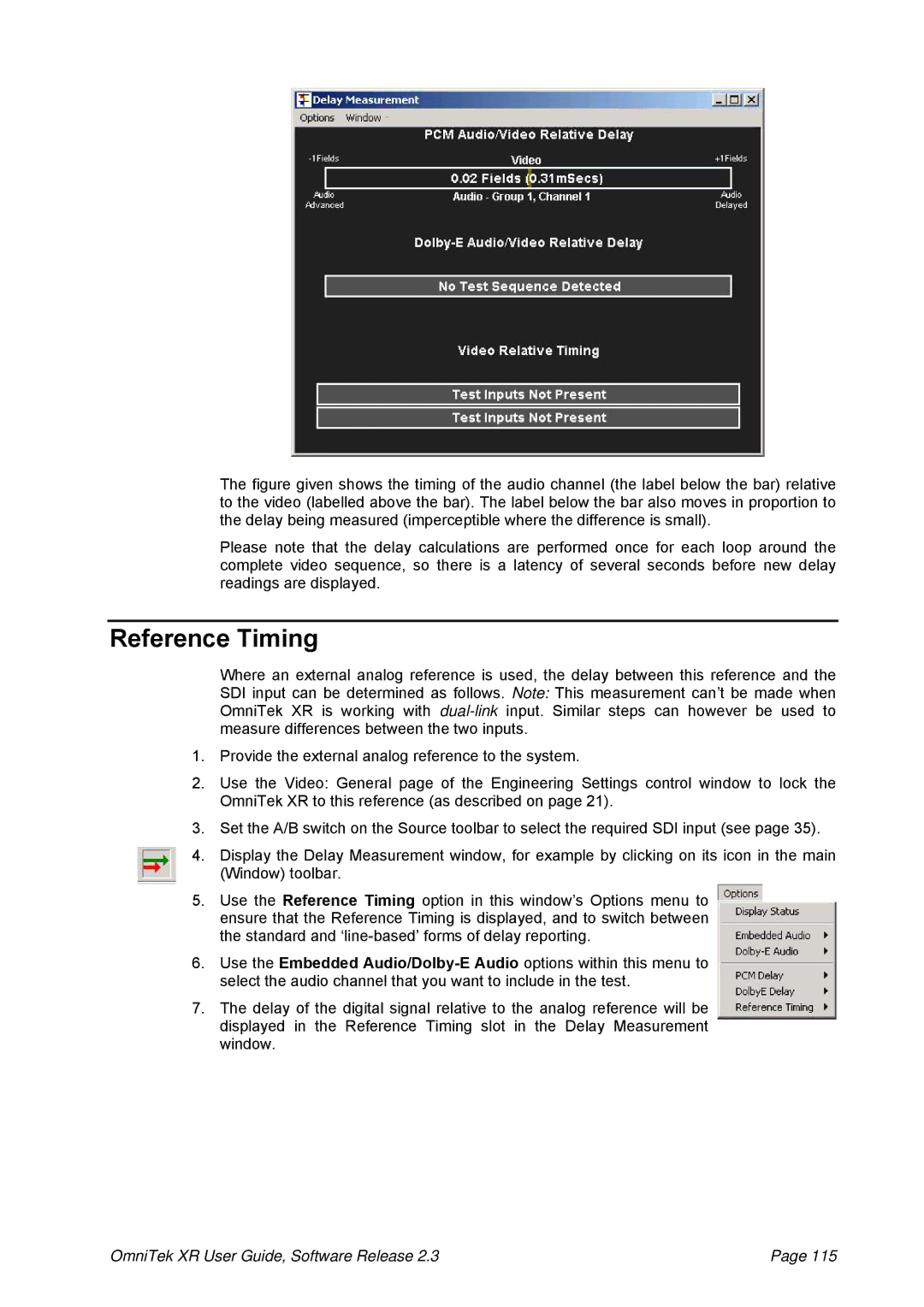 OmniTek 2.3 manual Reference Timing 