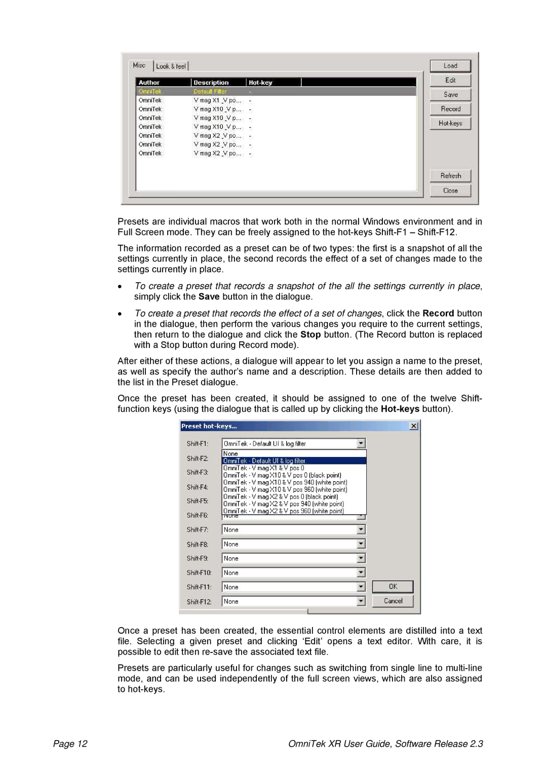 OmniTek 2.3 manual OmniTek XR User Guide, Software Release 