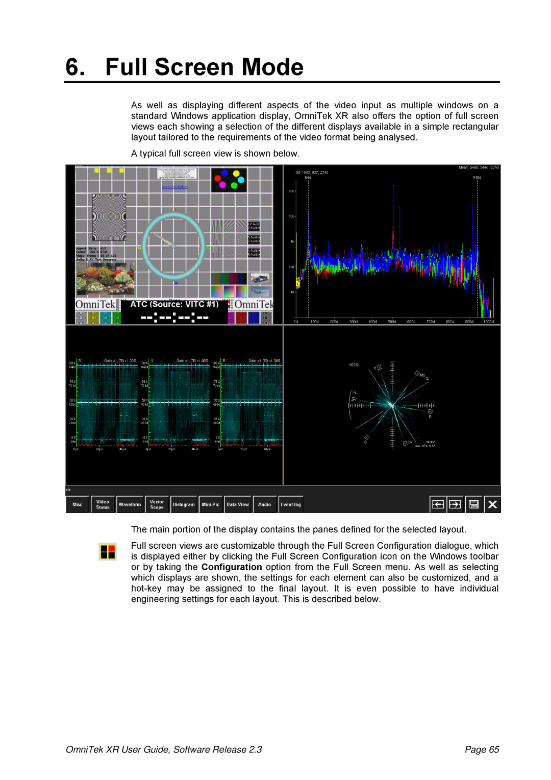 OmniTek 2.3 manual Full Screen Mode 