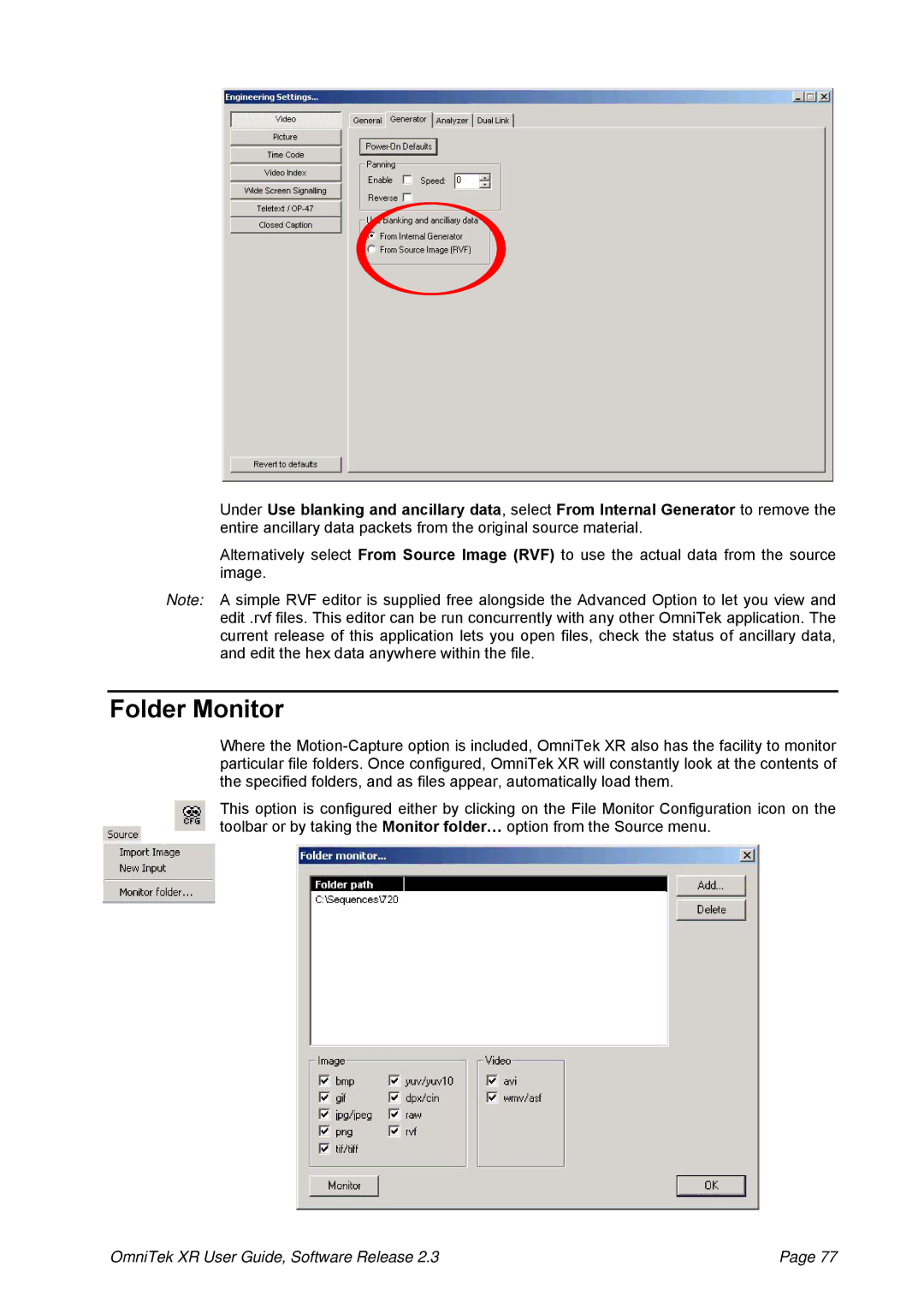 OmniTek 2.3 manual Folder Monitor 